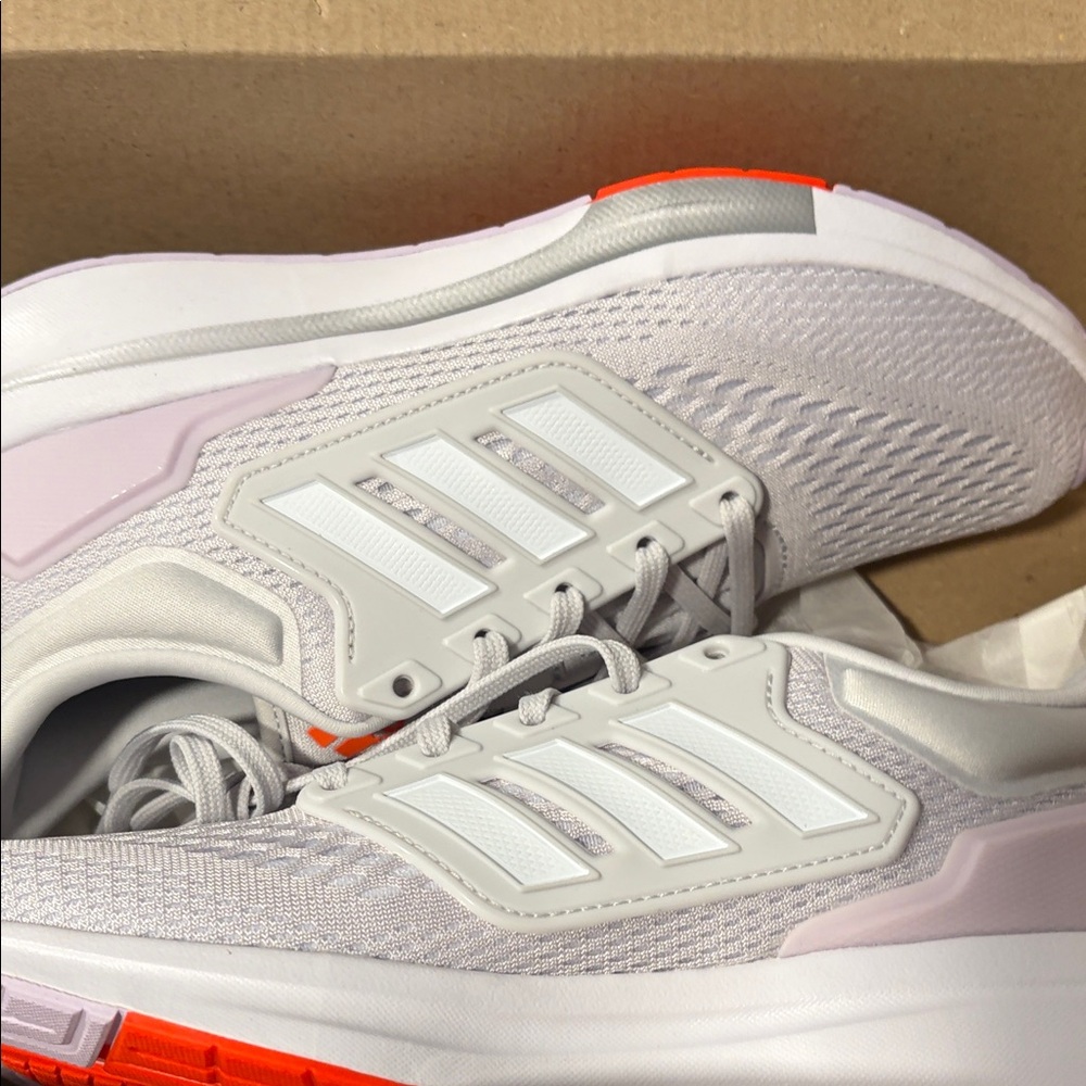 Adidas Women's Light Gray and Bright Orange Athletic Shoes